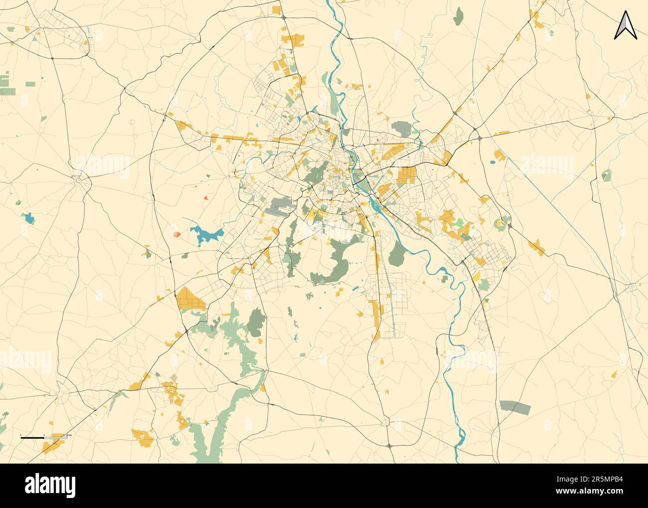 Mappa vettoriale dettagliata di Delhi, India Illustrazione Vettoriale