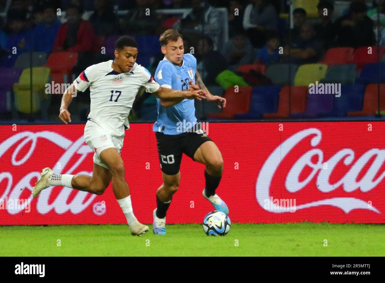 Santiago del estero, Argentina. 4th giugno, 2023. Nicolas Siri dell'Uruguay durante la partita di quarti di finale della Coppa del mondo FIFA U20 allo stadio Madres de Ciudades ( Credit: Néstor J. Beremblum/Alamy Live News Foto Stock