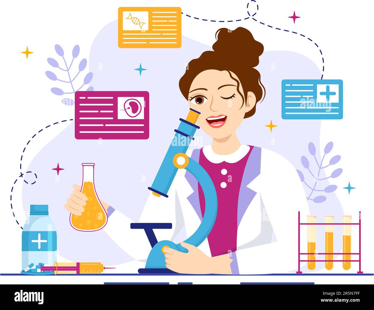 FIVF o in vitro Fertilization Vector Illustration for Artificial Insemination About Pregnancy and Doctors Research Fertilized Egg Cartoon Template Illustrazione Vettoriale