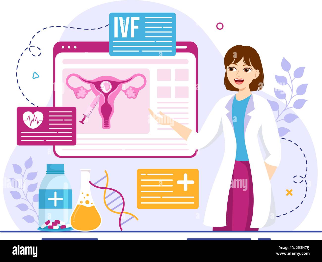 FIVF o in vitro Fertilization Vector Illustration for Artificial Insemination About Pregnancy and Doctors Research Fertilized Egg Cartoon Template Illustrazione Vettoriale