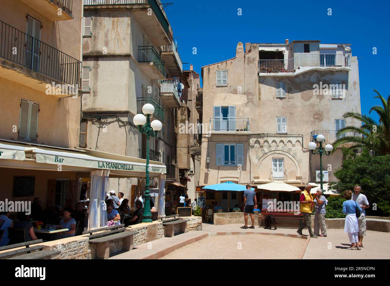 Piazza del mercato, Città Vecchia, Bonifacio, Corsica, Francia, Città alta Foto Stock