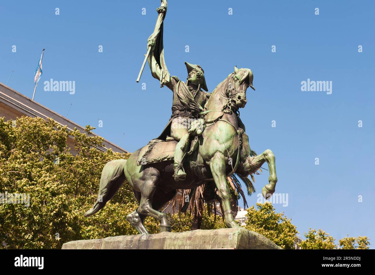 Monumento generale Belgrano, Plaza de Mayo, Buenos Aires, Argentina, Statua equestre Foto Stock