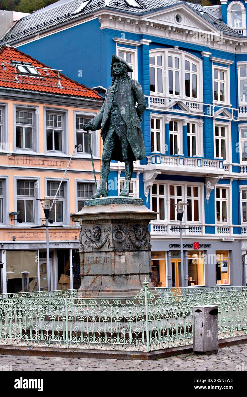 Monumento Holberg, Bergen, Hordaland, Norvegia Foto Stock