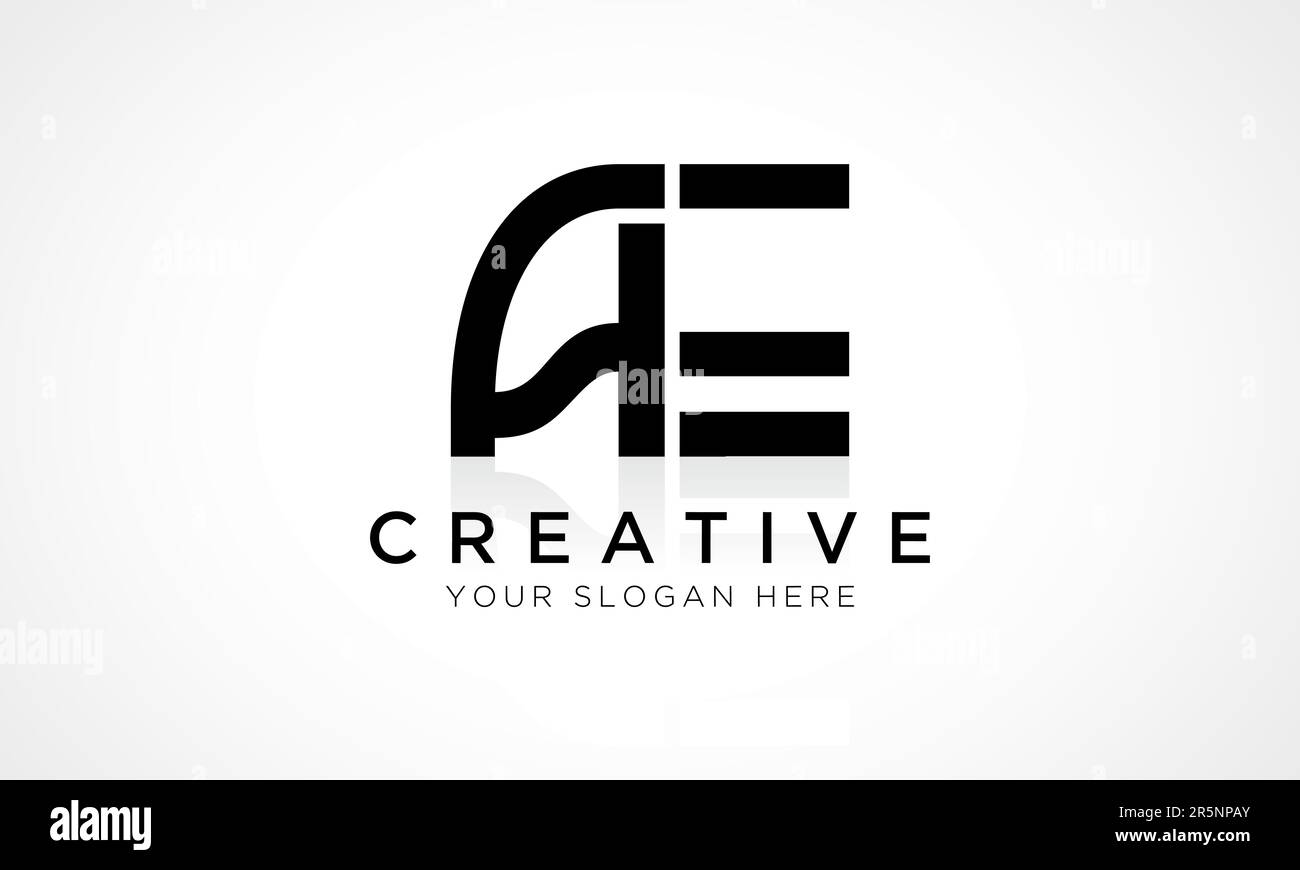 Modello vettoriale con logo AE Letter. Lettera iniziale alfabetica AE Logo Design con riflessione lucida Business Illustration. Illustrazione Vettoriale