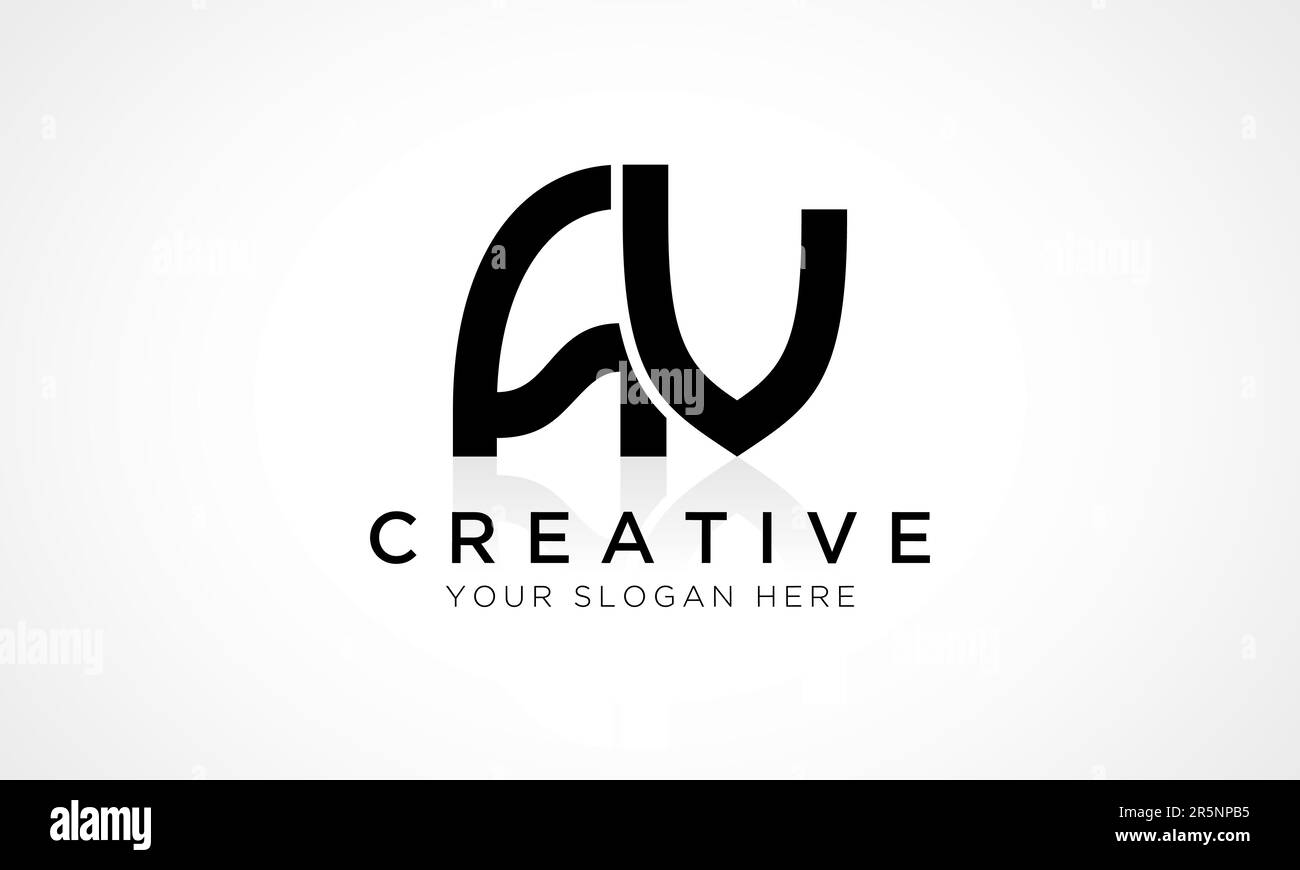 Modello vettoriale AV Letter Logo Design. Lettera iniziale alfabetica AV Logo Design con riflessione lucida Illustrazione aziendale. Illustrazione Vettoriale