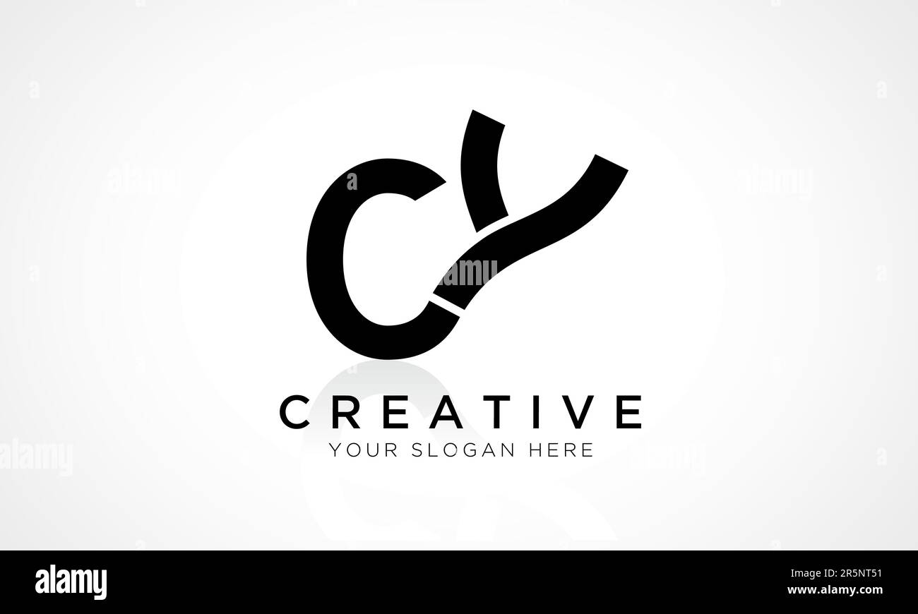 Modello vettoriale con logo CY Letter Design. Lettera iniziale alfabetica CY Logo Design con riflessione lucida Illustrazione aziendale. Illustrazione Vettoriale