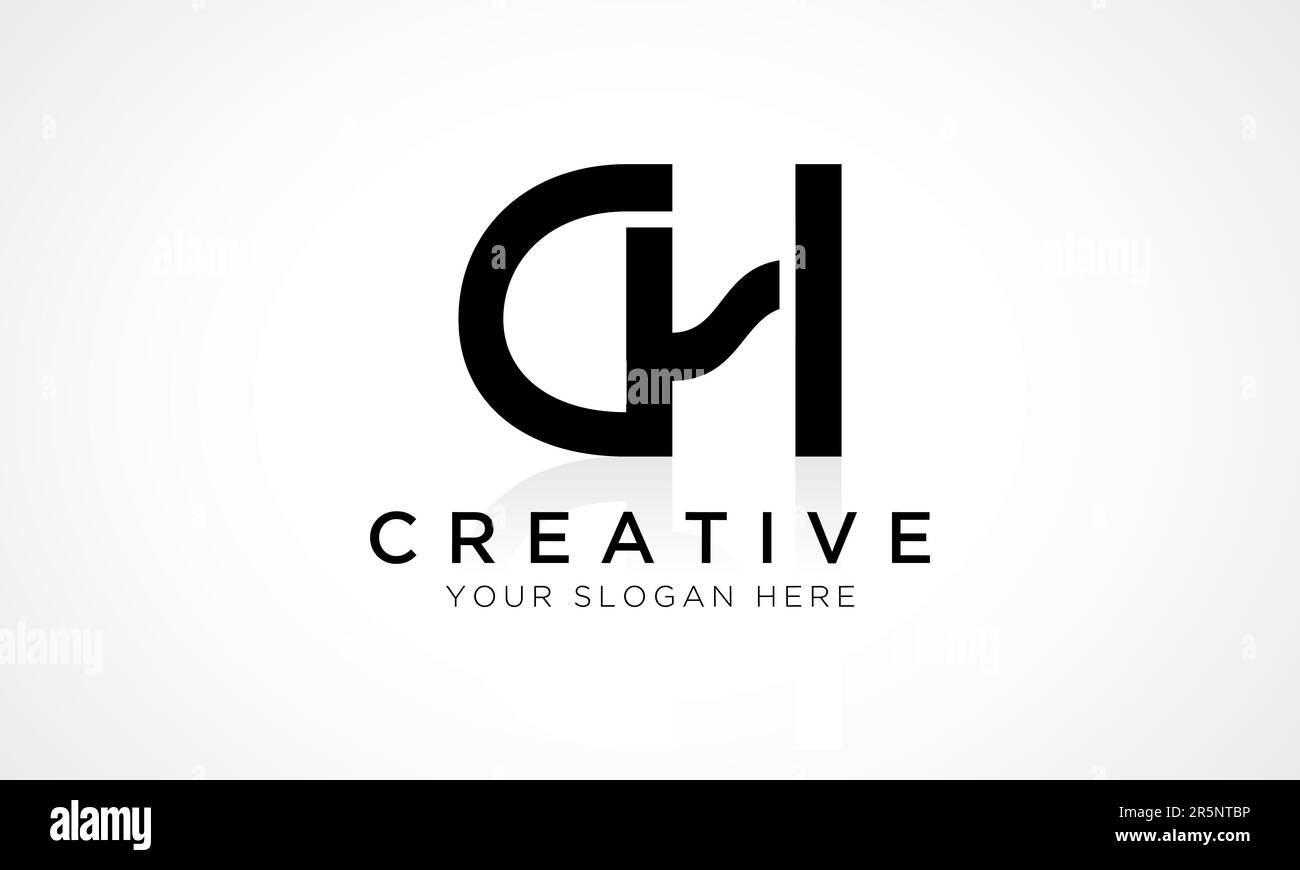 DH Letter Logo Design modello vettoriale. Lettera iniziale lettera alfabetica DH Logo Design con riflessione lucida Business Illustration. Illustrazione Vettoriale