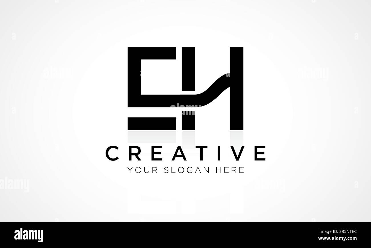 Modello vettoriale con logo EH Letter Design. Lettera iniziale lettera EH Logo Design con riflessione lucida Illustrazione aziendale. Illustrazione Vettoriale