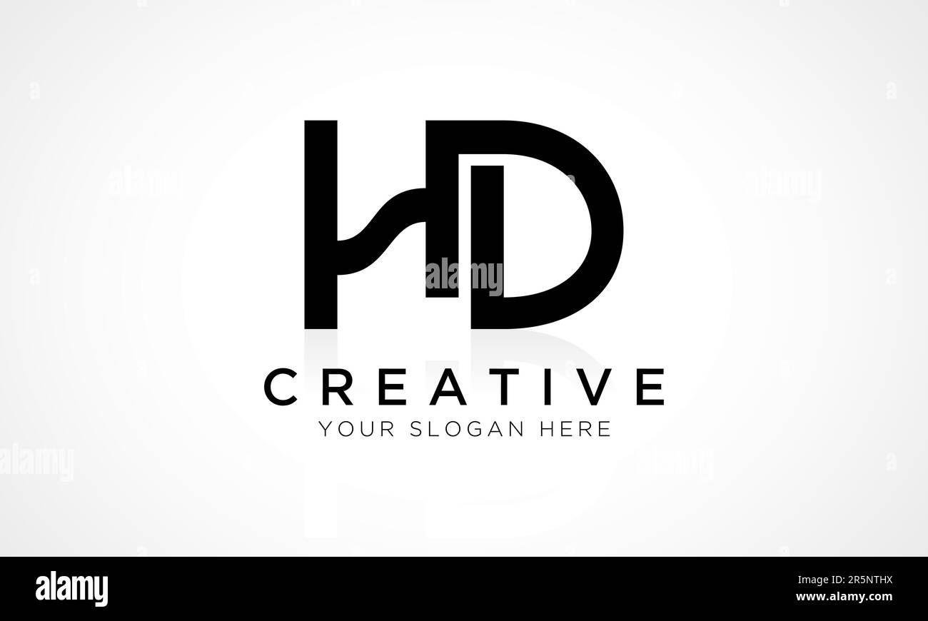 Modello vettoriale per il design del logo in formato lettera HD. Lettera iniziale alfabetica HD Logo Design con riflessione lucida Illustrazione aziendale. Illustrazione Vettoriale