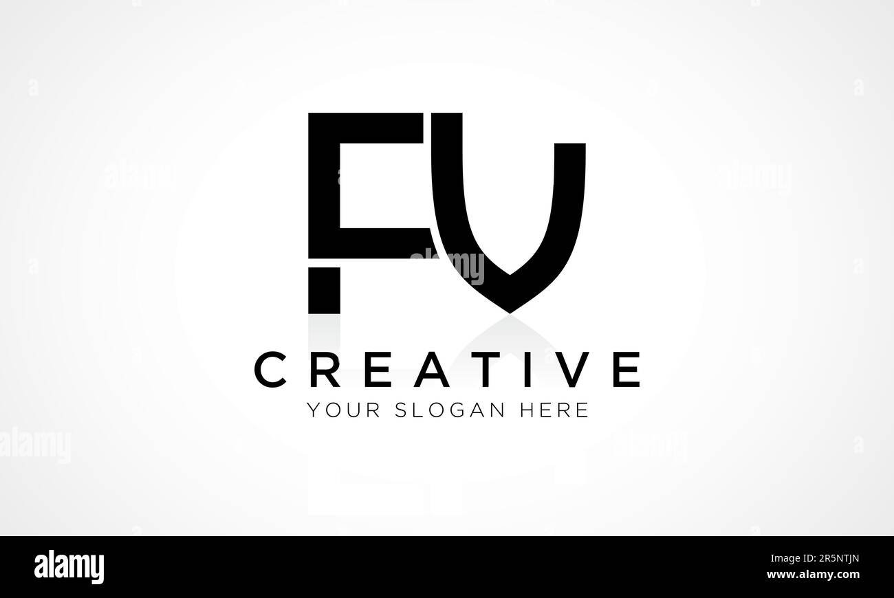 Modello vettoriale per il design del logo FV Letter. Lettera iniziale alfabetica FV Logo Design con riflessione lucida Illustrazione aziendale. Illustrazione Vettoriale