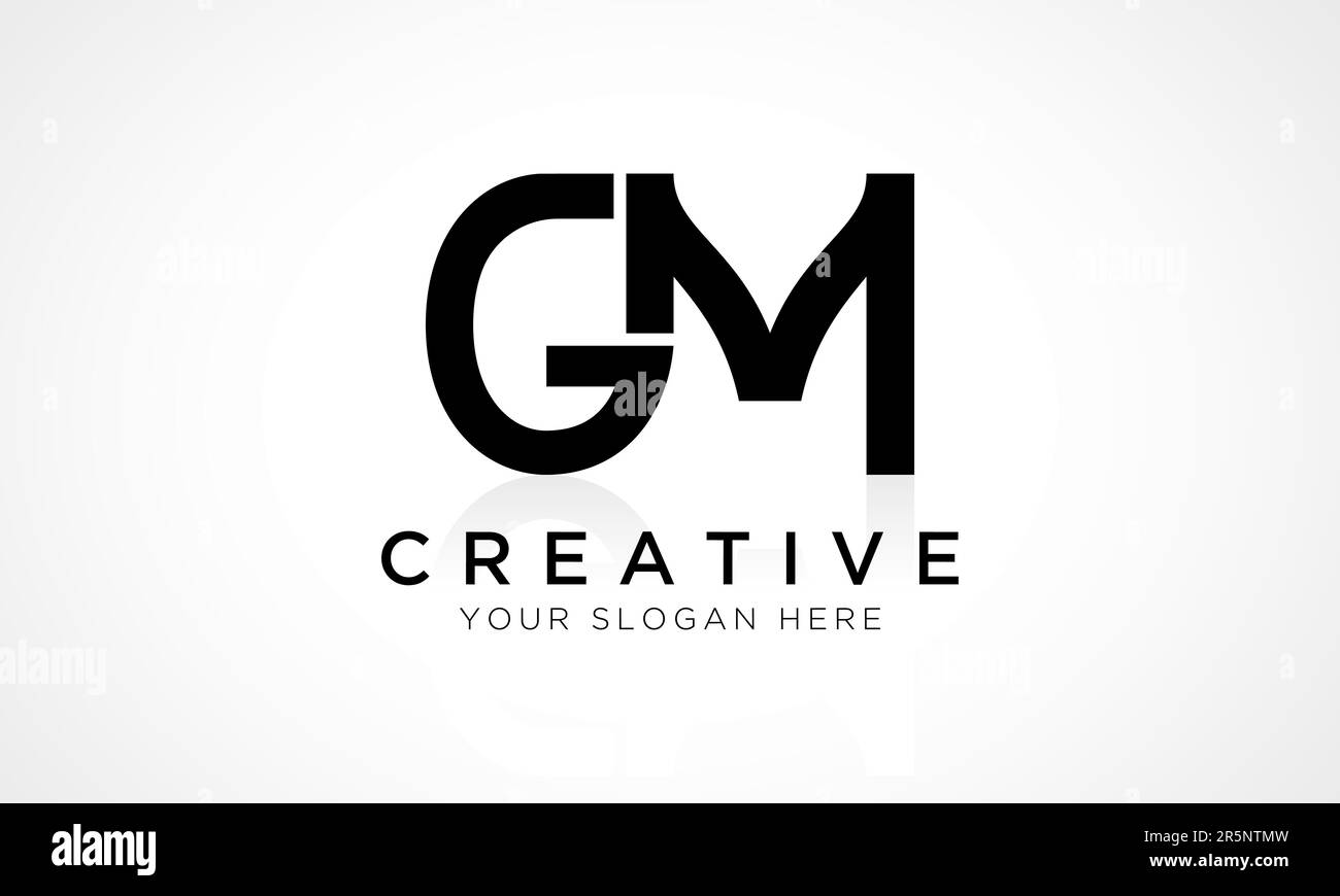 Modello vettoriale per il design del logo GM Letter. Lettera iniziale lettera alfabetica GM Logo Design con riflessione lucida Business Illustration. Illustrazione Vettoriale