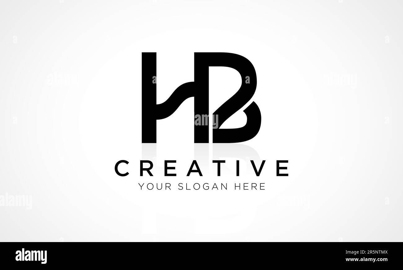 Modello vettoriale con logo HB Letter Design. Lettera iniziale alfabetica HB Logo Design con riflessione lucida Illustrazione aziendale. Illustrazione Vettoriale