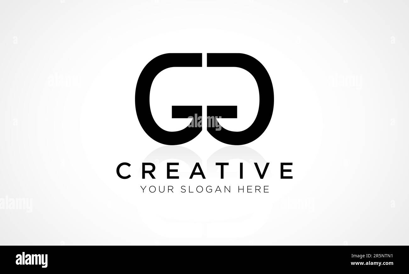 Modello vettoriale per il design del logo GG Letter. Lettera iniziale alfabetica GG Logo Design con riflessione lucida Illustrazione aziendale. Illustrazione Vettoriale