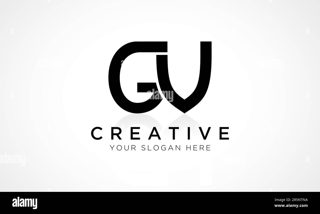 Modello vettoriale per il design del logo GV Letter. Lettera iniziale lettera lettera GV Logo Design con riflessione lucida Illustrazione aziendale. Illustrazione Vettoriale