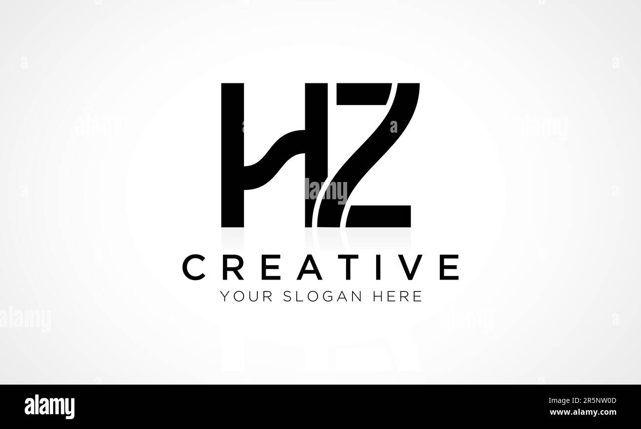 MODELLO vettoriale per il design del logo LETTERA HZ. Lettera iniziale alfabetica HZ Logo Design con riflessione lucida Illustrazione aziendale. Illustrazione Vettoriale