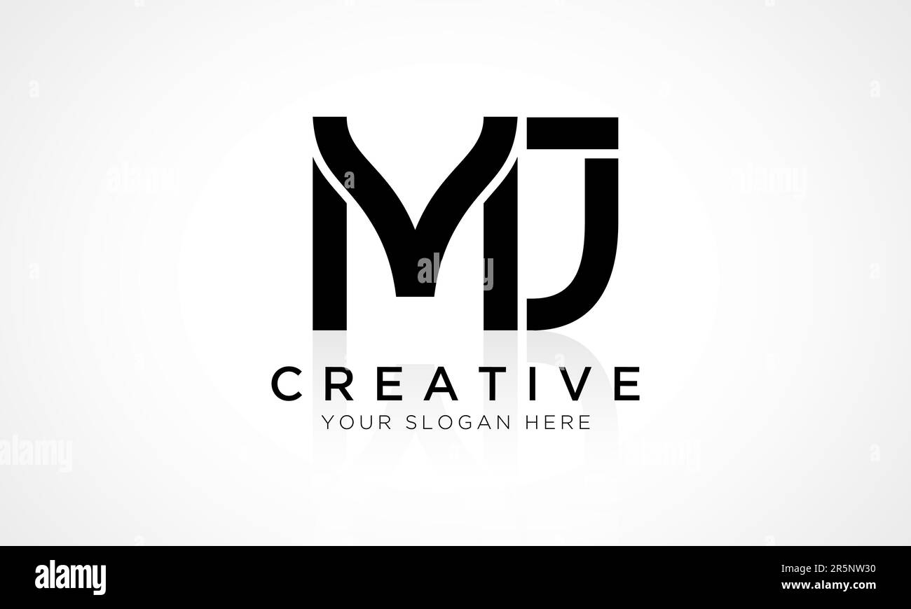 Lettera alfabetica modello con logo MJ con icona vettoriale a riflessione lucida. Lettera iniziale MJ Logo Design Vector for Business Company. Elegante min Illustrazione Vettoriale