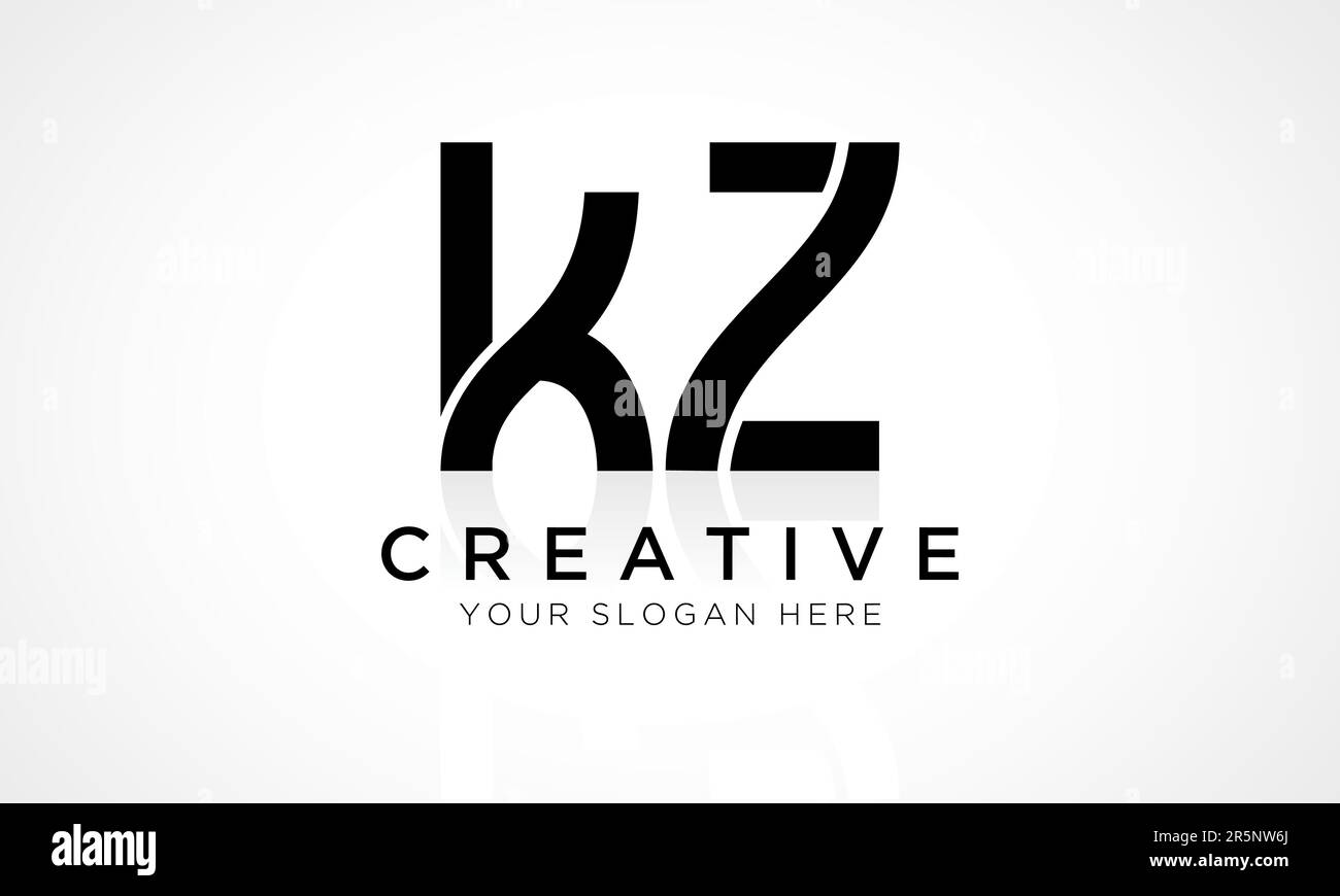 Modello vettoriale KZ Letter Logo Design. Lettera iniziale alfabetica KZ Logo Design con riflessione lucida Business Illustration. Illustrazione Vettoriale