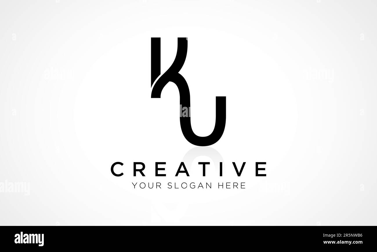 Modello vettoriale KU Letter Logo Design. Lettera iniziale alfabetica KU Logo Design con riflessione lucida Illustrazione aziendale. Illustrazione Vettoriale
