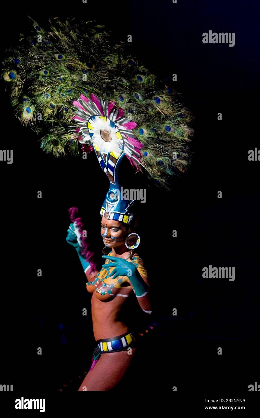 La creazione di Kim Boyd intitolata Principessa Maya modellata da Lusia Rokitta ha vinto la categoria etnica tribale ai Body Art Awards 2009 della Nuova Zelanda, Foto Stock