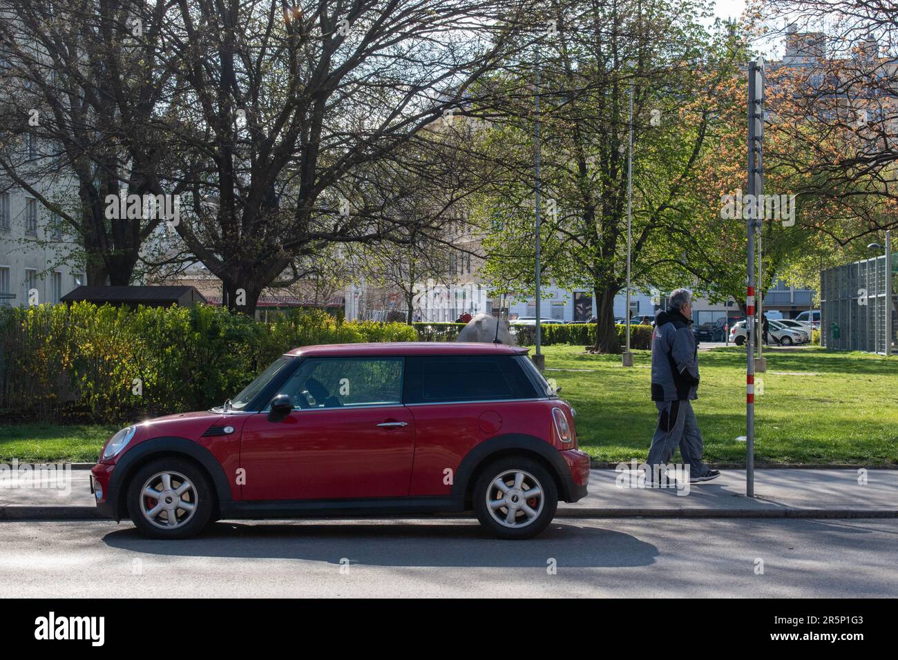 vienna, austria. 5 aprile 2023 sentieri del parco pedoni passeggiare lungo il percorso panoramico (vita quotidiana in europa) Foto Stock