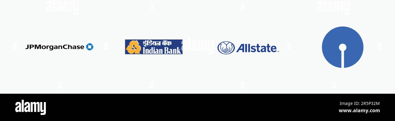 LOGO INDIAN BANK, logo JP MORGAN CHASE, LOGO ALLSTATE, logo SBI, logo  Editorial Vector su white paper Immagine e Vettoriale - Alamy
