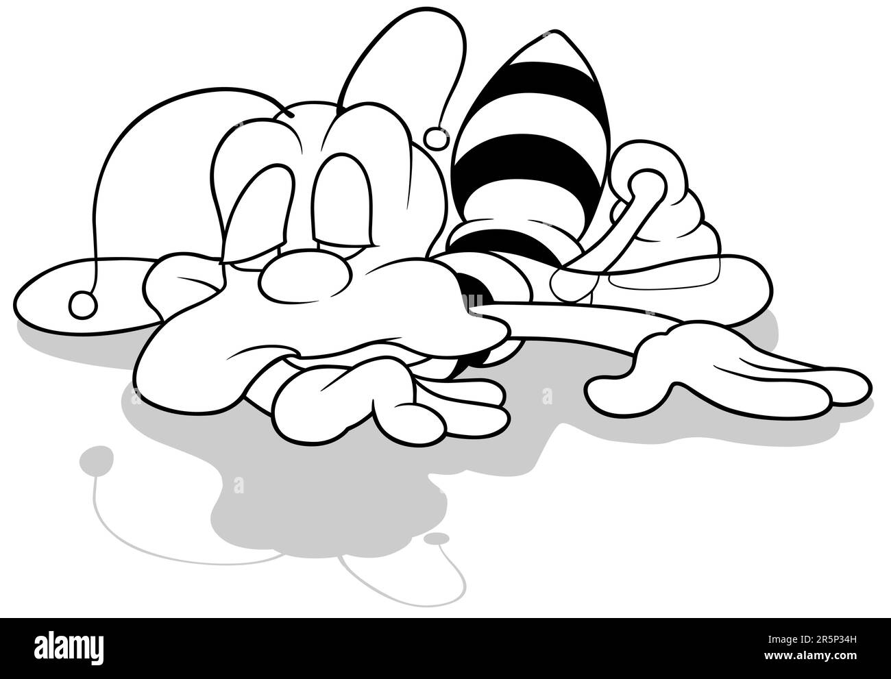 Disegno di un'ape addormentata carina Illustrazione Vettoriale