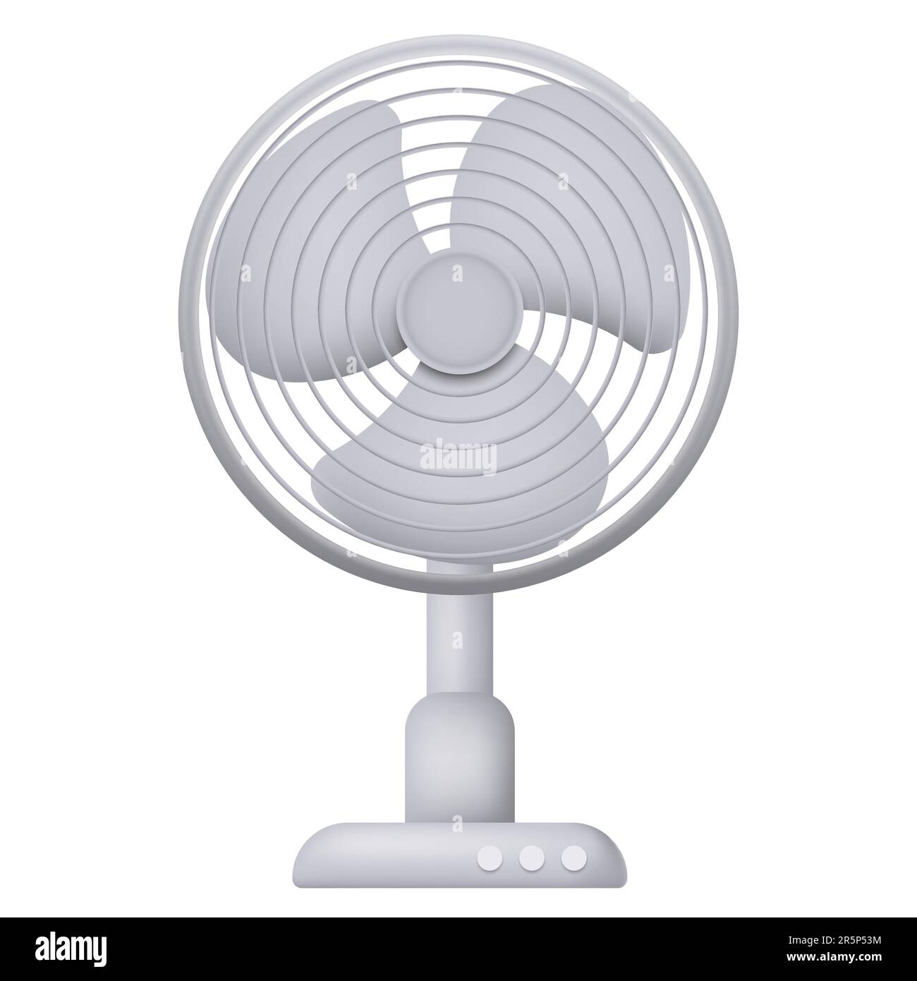 Ventilatore elettrico portatile moderno isolato su sfondo bianco. Illustrazione vettoriale. EPS 10. Illustrazione Vettoriale