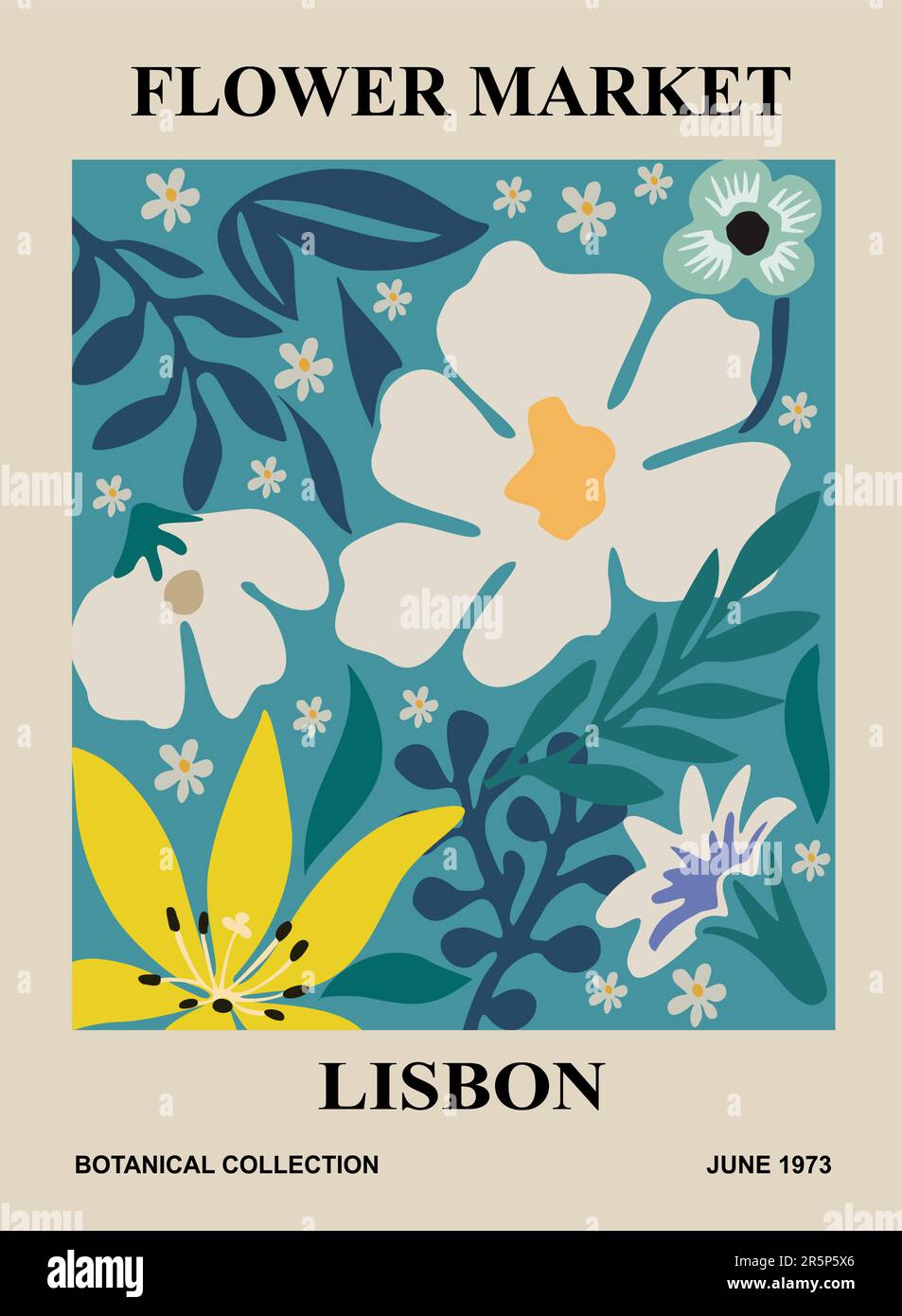 Astratto mercato dei Fiori Milano vettore art poster. Illustrazione Vettoriale