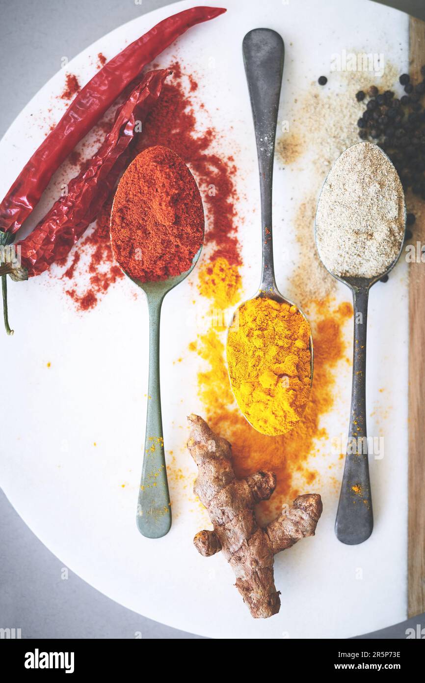 Il motivo più grande youll amore cucinare con sapore di spezie. un assortimento di spezie. Foto Stock