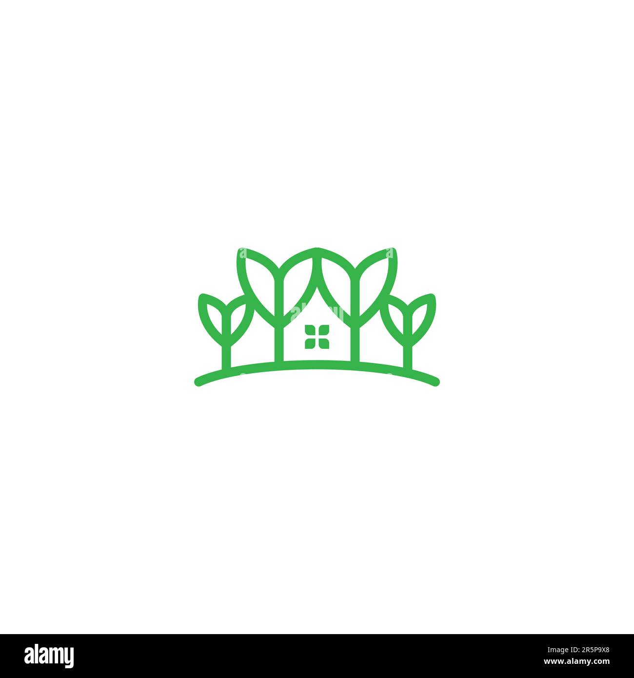 Vettore del logo Green Home. Logo Leaf Home. Vettore Organic Home Logo Illustrazione Vettoriale