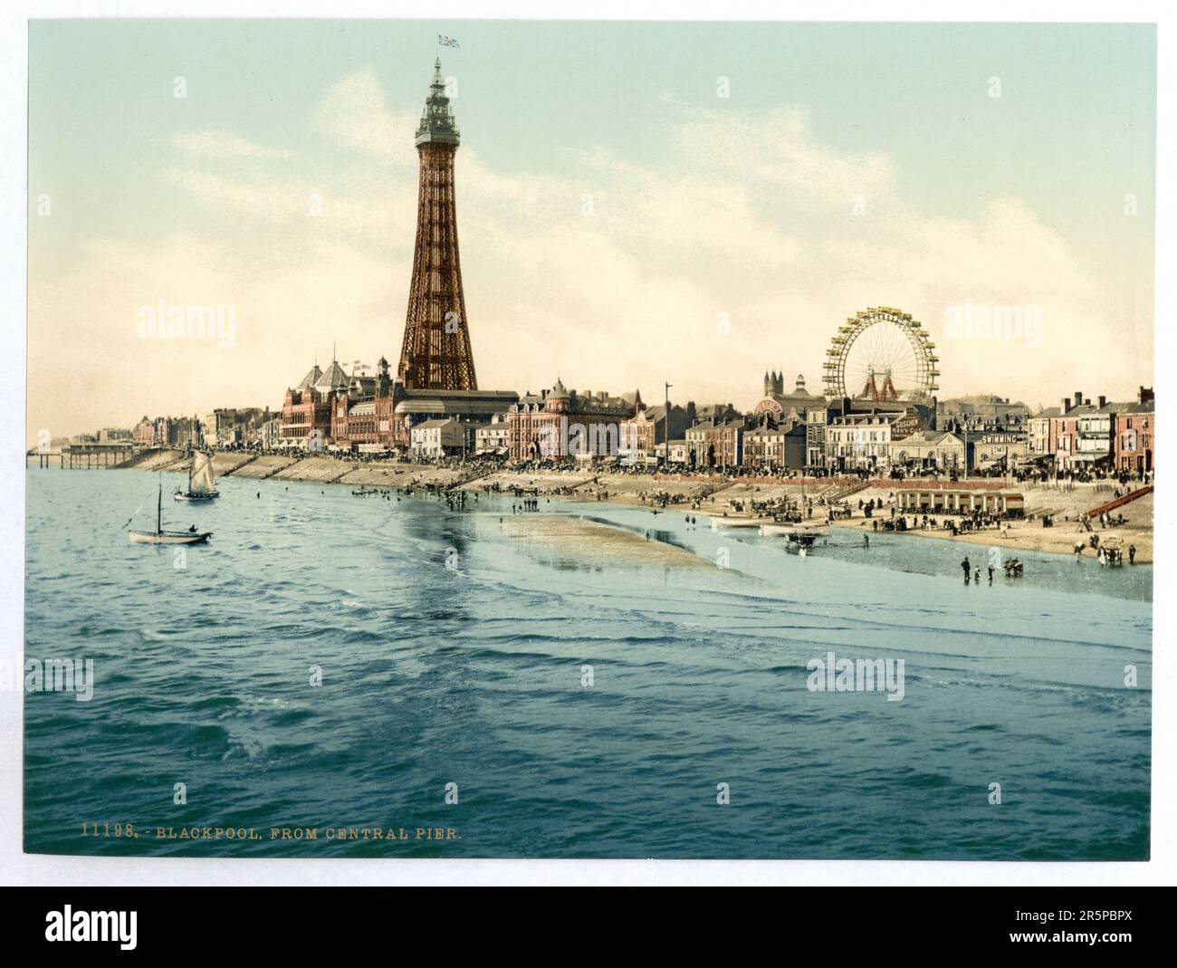 Da Central Pier, Blackpool, Inghilterra, 1 stampa fotomeccanica : fotocromia, colore. Data: 1890 Foto Stock