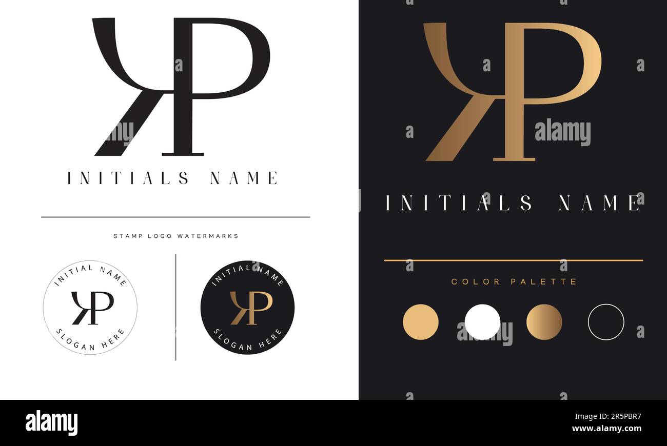 Logo con lettera di testo monogramma iniziale KP o PK di lusso Illustrazione Vettoriale