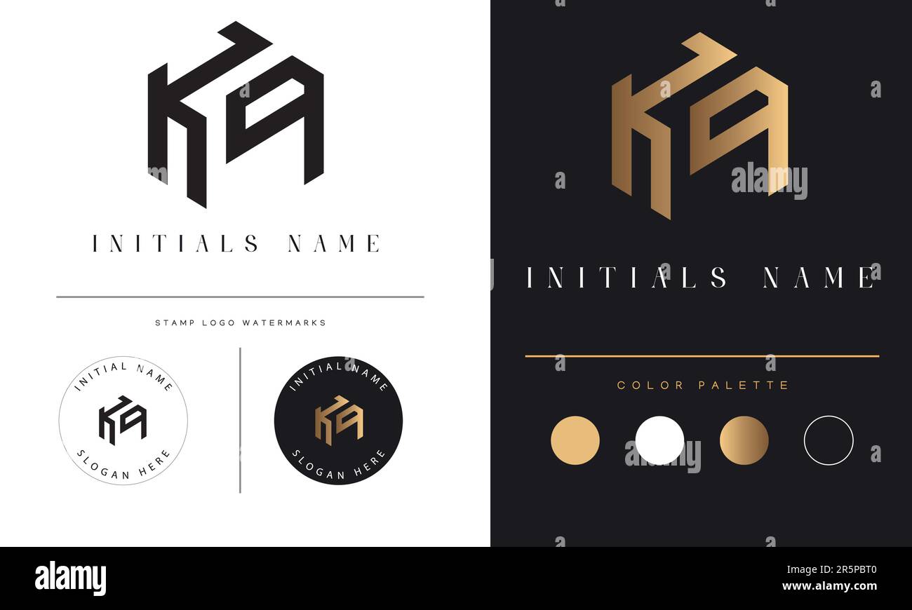 Logo con lettera di testo monogramma iniziale KP o PK di lusso Illustrazione Vettoriale