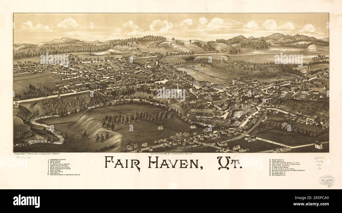 MAPPA Fair Haven, Vt. Mappa prospettica non disegnata in scala. Vista dall'alto Foto Stock
