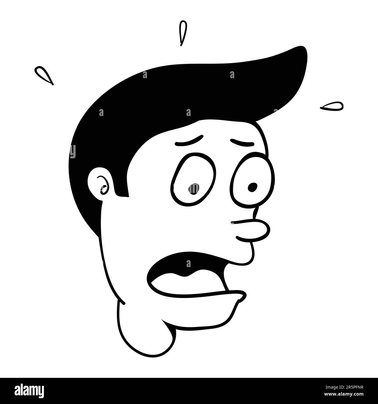 Semplice cartone animato di un uomo con volto sorpreso o spaventato Illustrazione Vettoriale