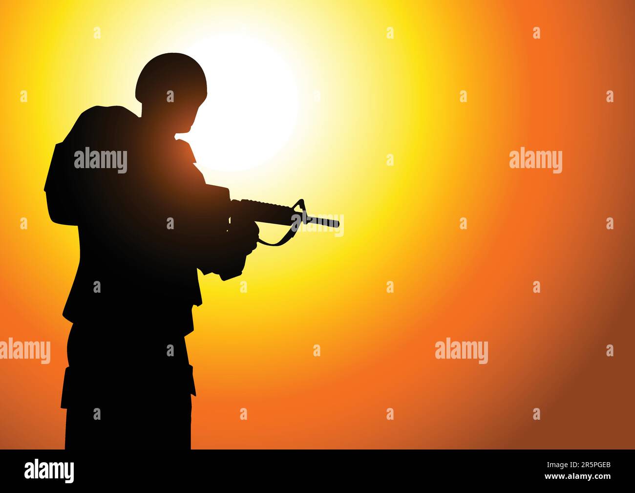 Illustrazione della silhouette di un soldato Illustrazione Vettoriale