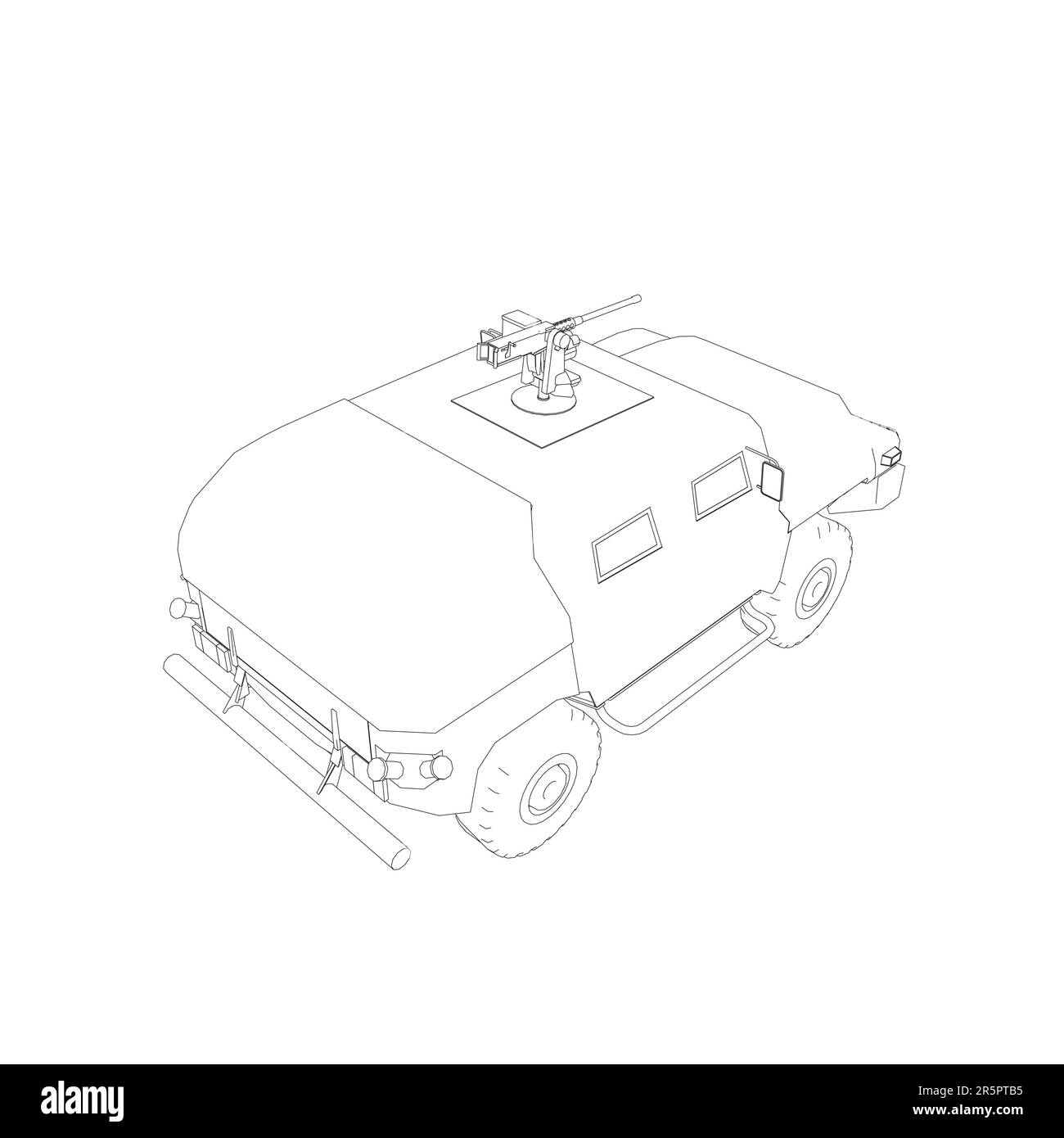 Trasporto camion esercito per l'operazione vettore guerra disegno illustrazione. Camion nel deserto. Auto blindata leggera. Delineare il SUV militare. Veicolo fuoristrada. Ve Illustrazione Vettoriale