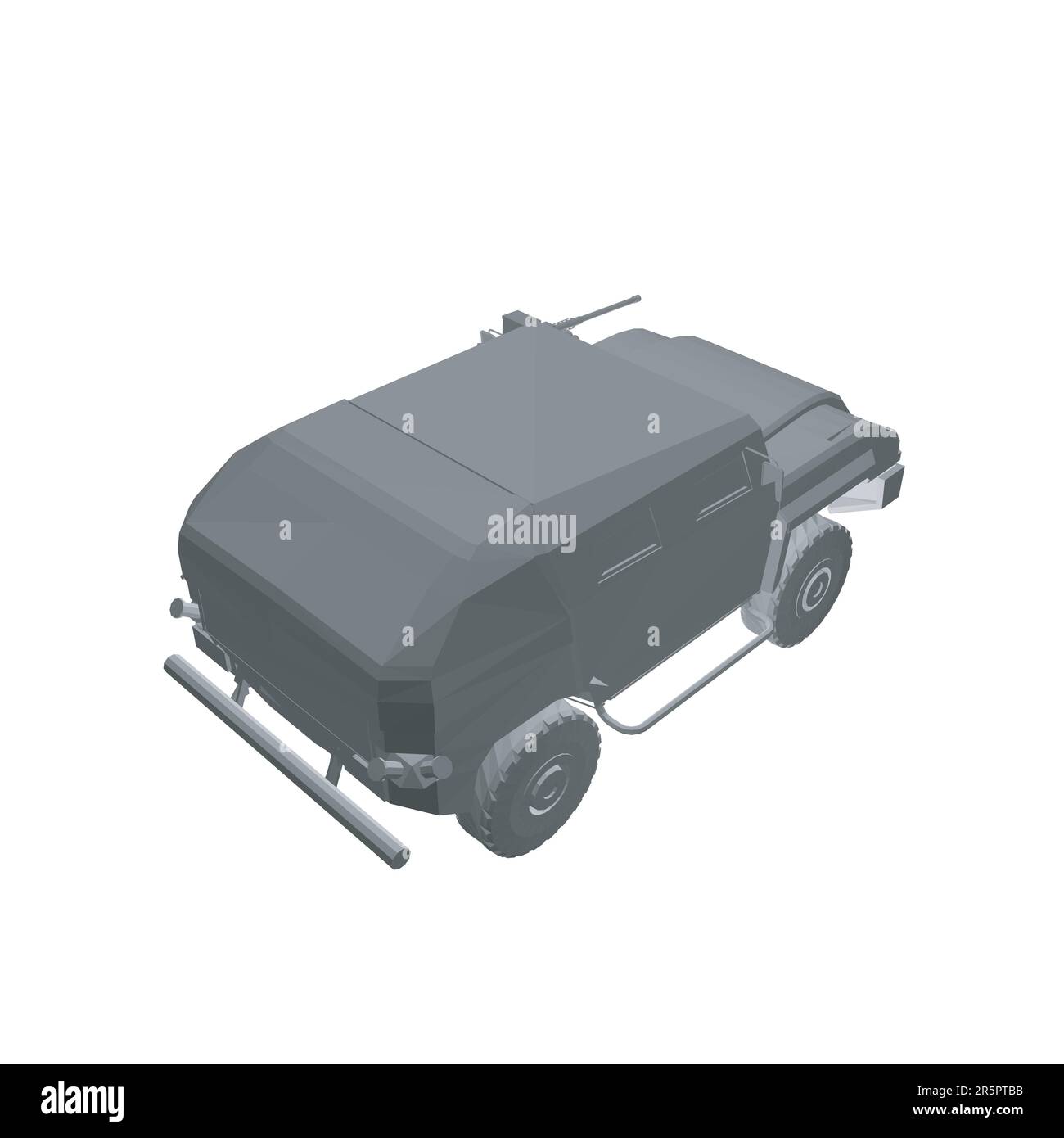 Trasporto camion esercito per l'operazione vettore guerra disegno illustrazione. Camion nel deserto. 3D macchina blindata. SUV militare poligonale. Veicolo fuoristrada. VEC Illustrazione Vettoriale