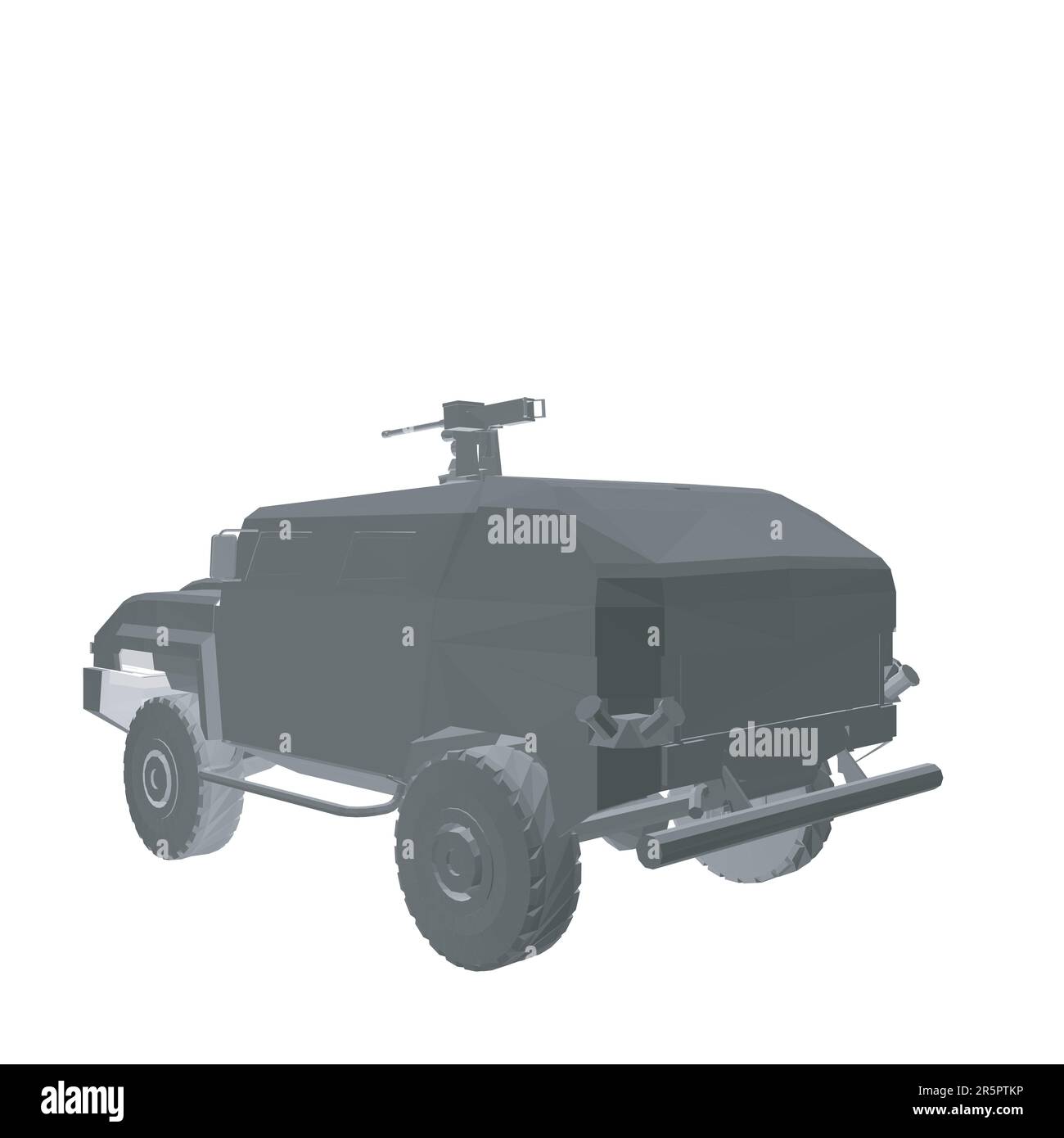 Trasporto camion esercito per l'operazione vettore guerra disegno illustrazione. Camion nel deserto. 3D macchina blindata. SUV militare poligonale. Veicolo fuoristrada. VEC Illustrazione Vettoriale
