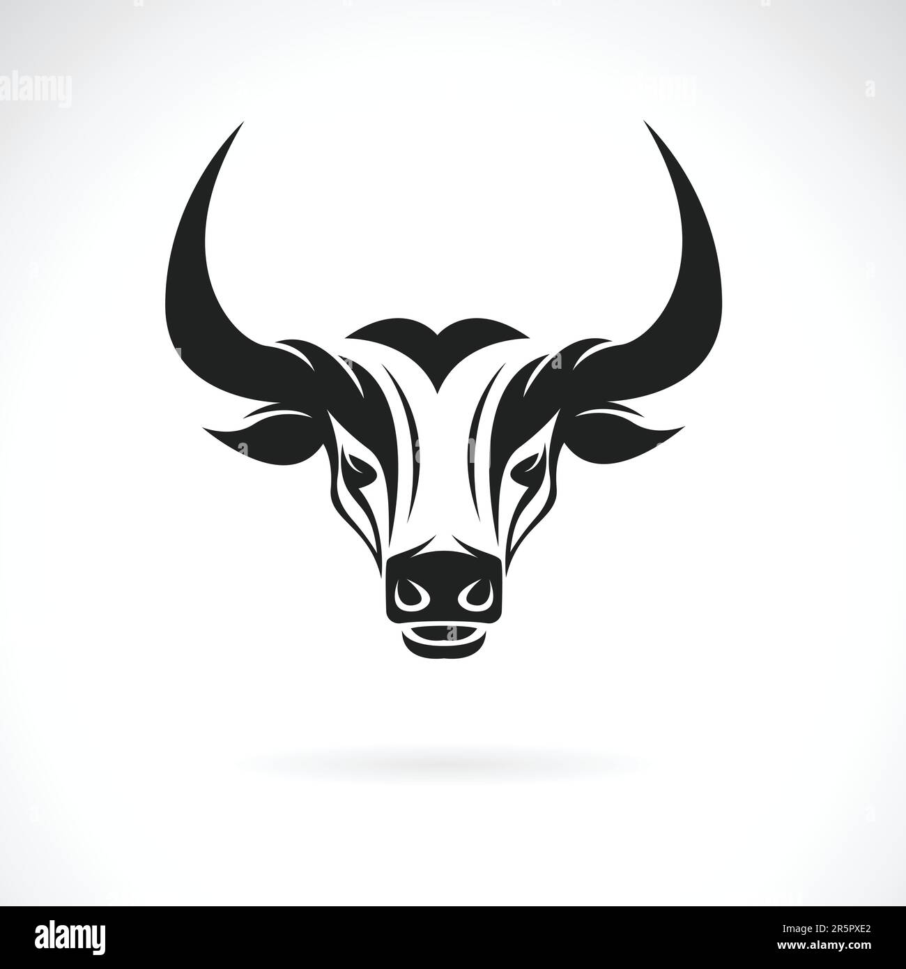 Vettore di un disegno di testa di toro su sfondo bianco. Animali selvatici. Illustrazione vettoriale. Illustrazione Vettoriale
