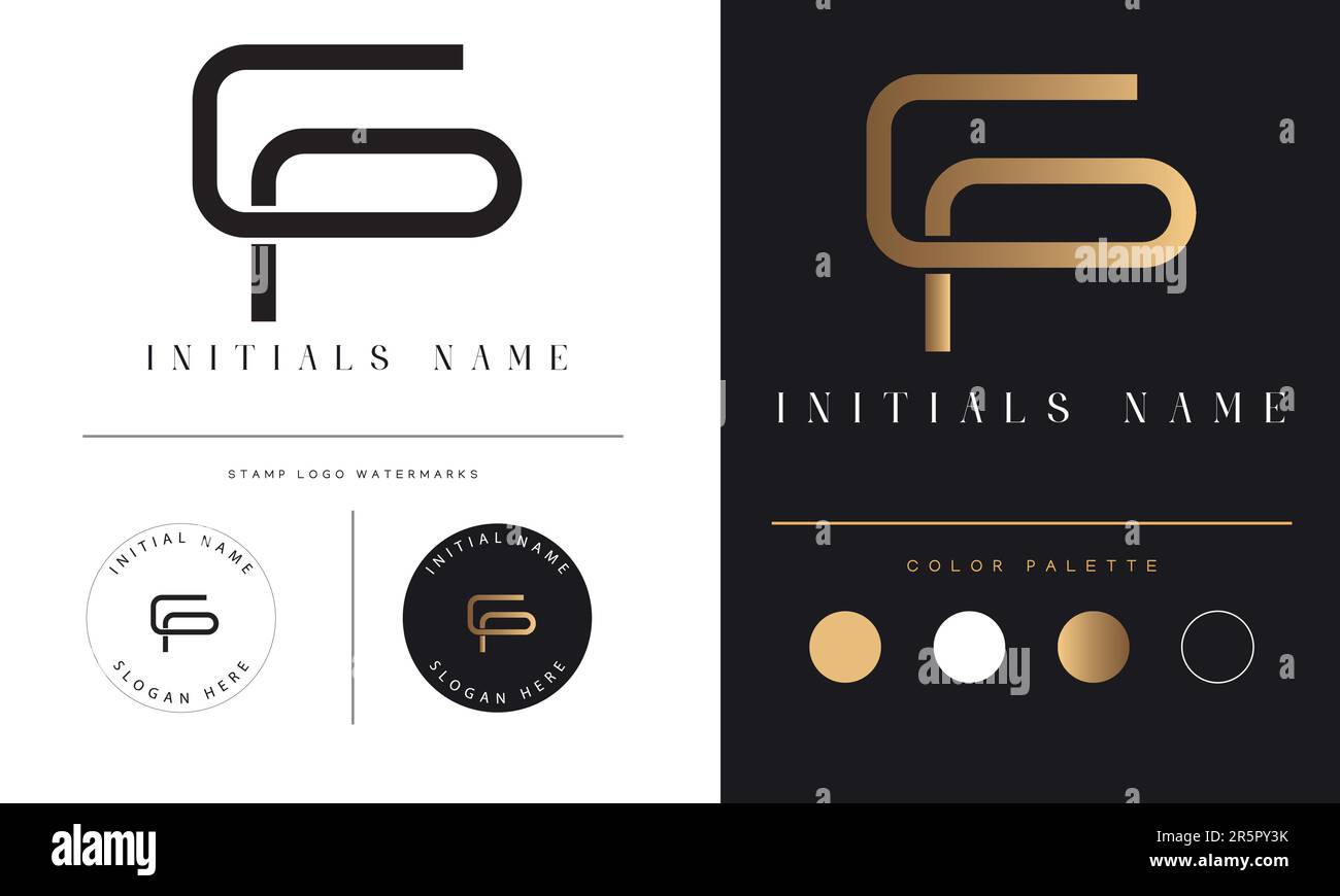 Design con logo in formato lettera di testo monogramma iniziale per PC o PC Luxury Illustrazione Vettoriale