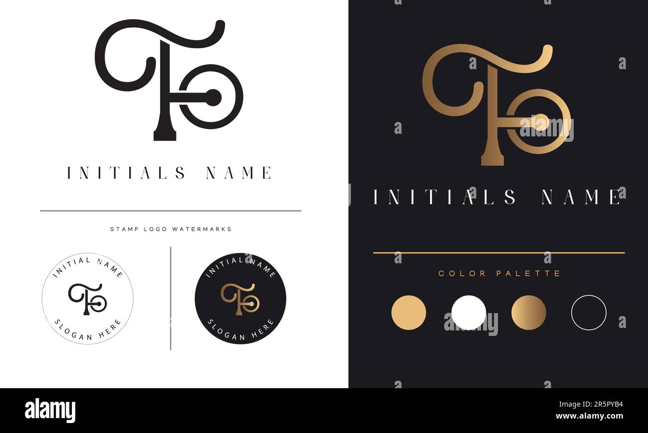Lusso FO o DI primo monogramma lettera di testo Logo Design Illustrazione Vettoriale