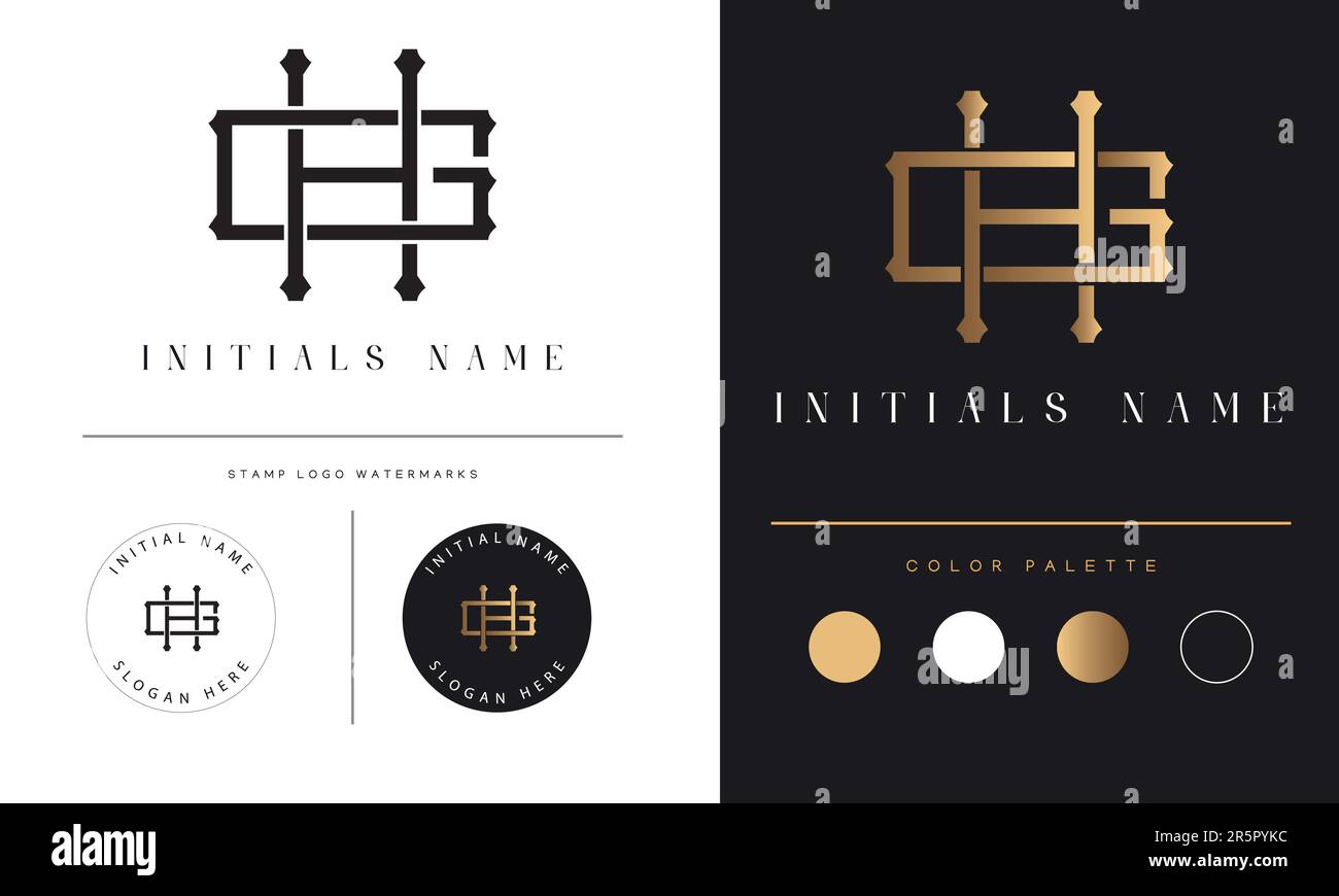 Logo in formato lettera monogramma iniziale HG o HG di lusso Illustrazione Vettoriale