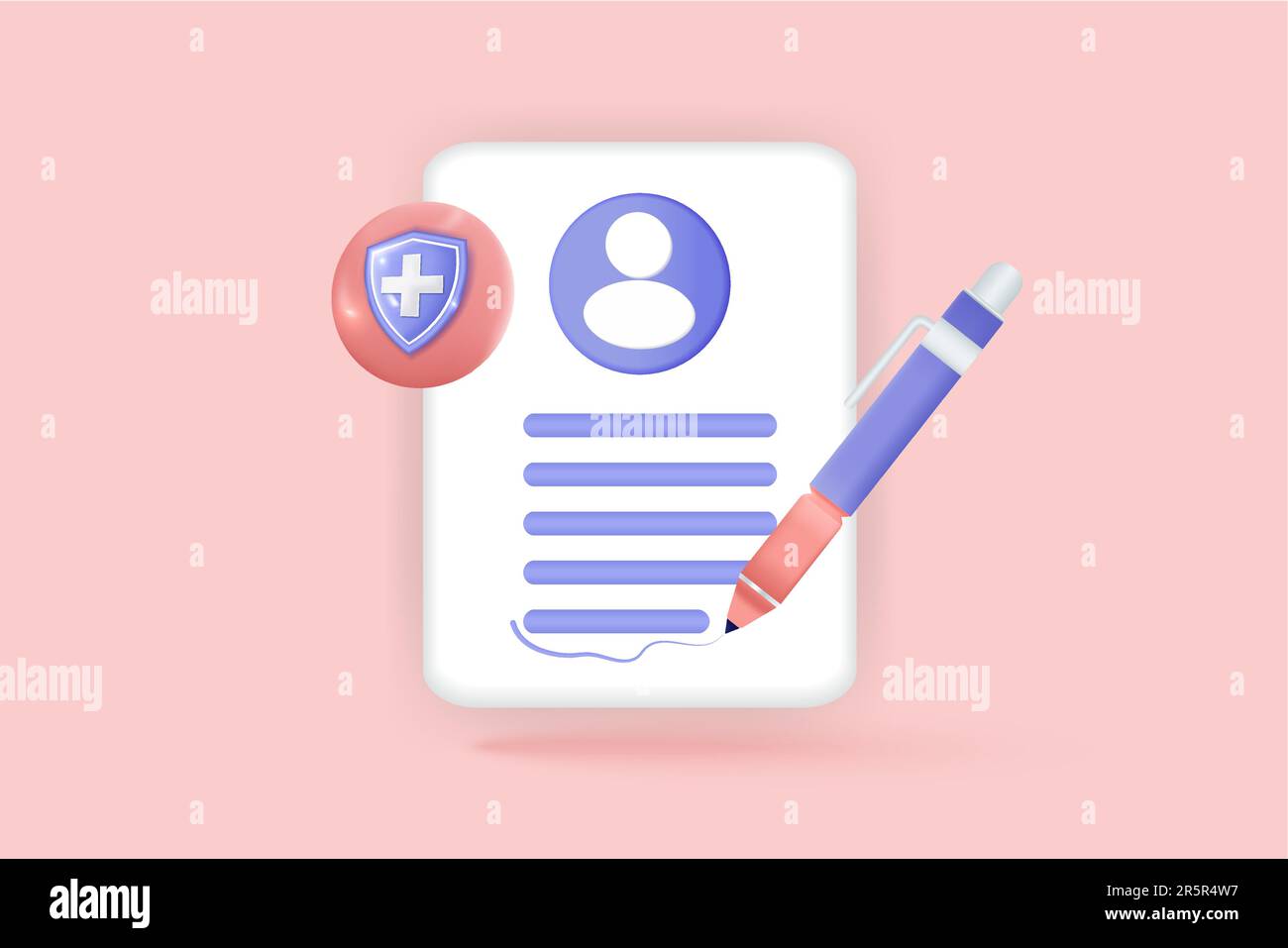 3D appunti cartacei per la gestione dei documenti Task note todo check list con simbolo di sicurezza e matita, business plan, lavoro veloce, successo, assegnazione, ora mana Illustrazione Vettoriale