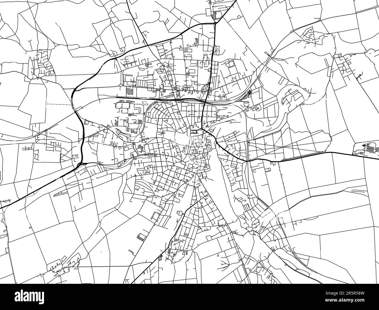 Mappa stradale vettoriale della città di Weimar in Germania su sfondo bianco. Foto Stock