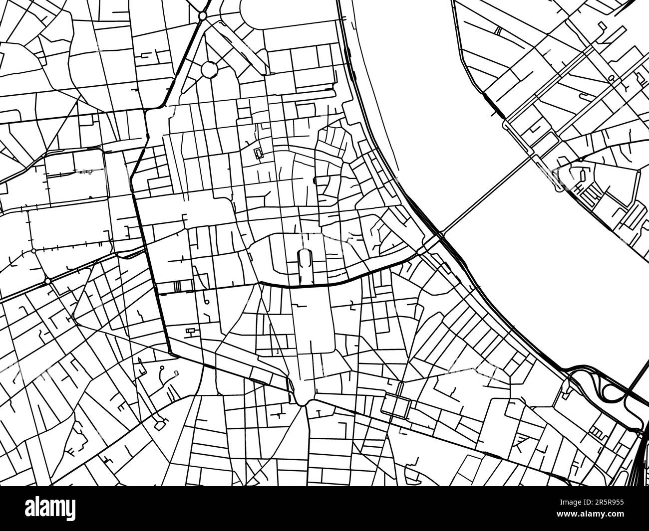 Road map della città di Bordeaux Centre in Francia su sfondo bianco. Foto Stock