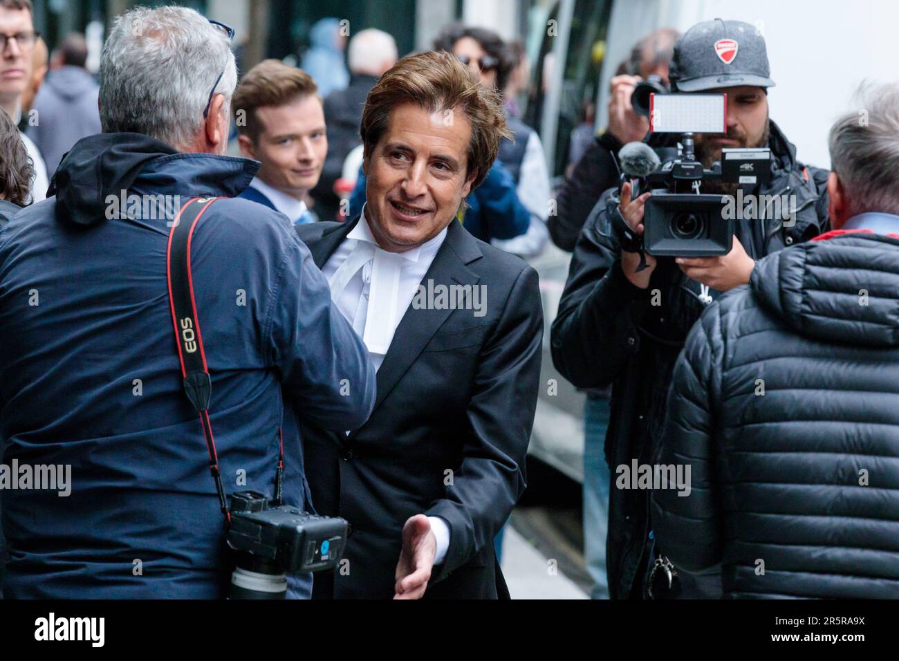 Royal Courts of Justice, Londra, Regno Unito. 5th giugno, 2023. David Sherborne, barrister del principe Harry, arriva alle Corti reali di Giustizia, davanti alla causa del duca di Sussex contro il gruppo di specchio. Credit: amanda Rose/Alamy Live News Foto Stock