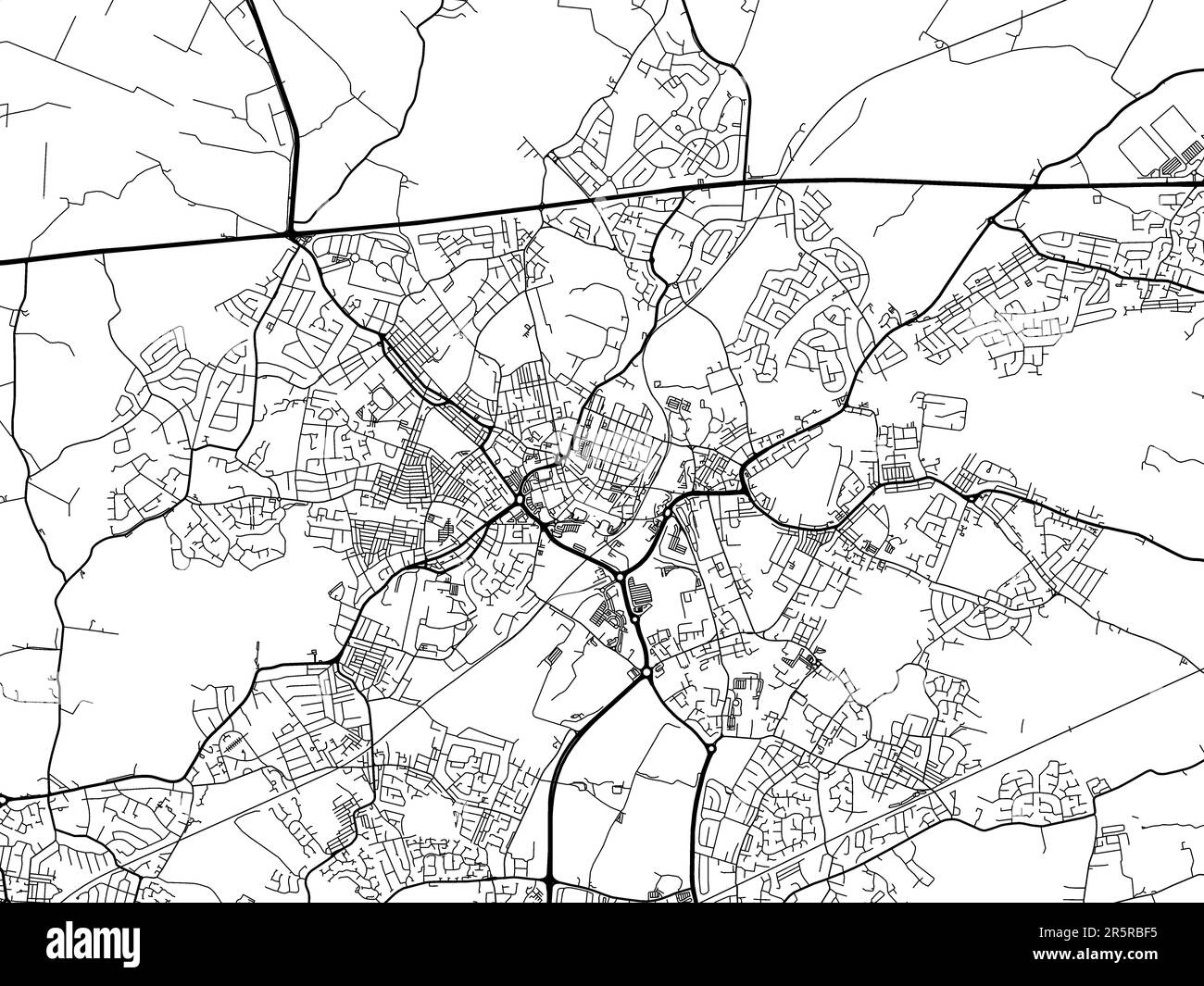 Mappa stradale della città di St Helens nel Regno Unito su sfondo bianco. Foto Stock