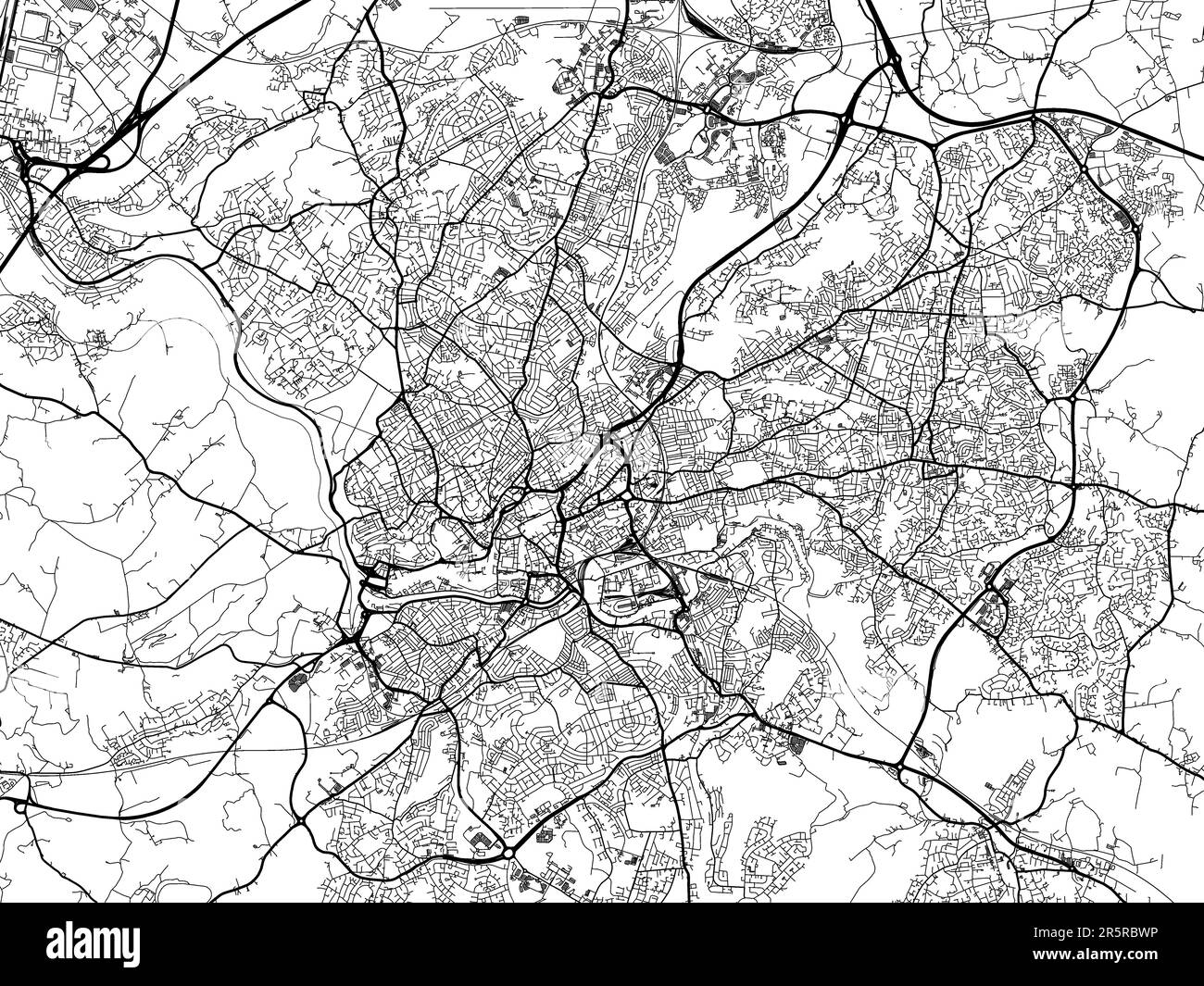 Mappa stradale della città di Bristol nel Regno Unito su sfondo bianco. Foto Stock
