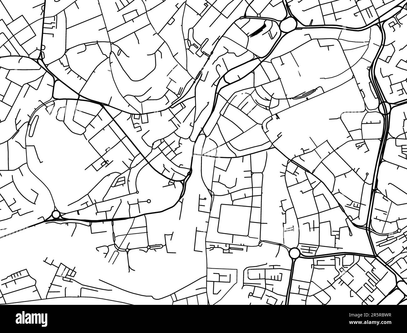 Mappa stradale della città di Bristol Center nel Regno Unito su sfondo bianco. Foto Stock